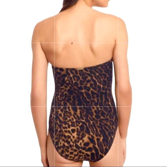 LAUREN RALPH LAUREN Women's Brown Stretch Ruched Bandeau One Piece Swimsuit - Picture 3 of 10